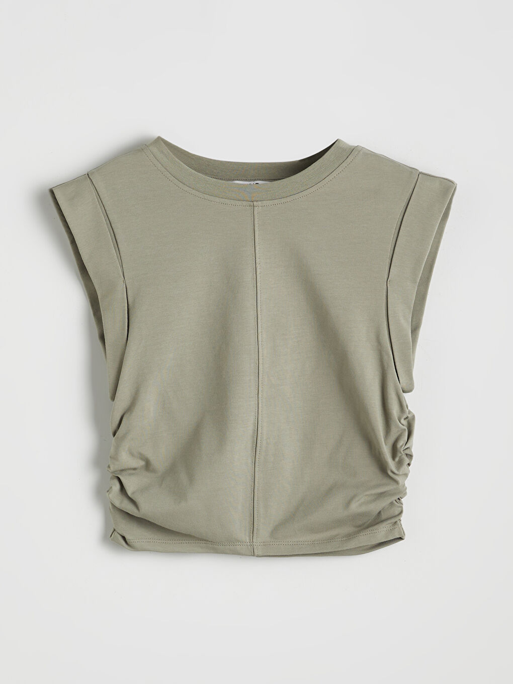 Yeşil Bisiklet Yaka Büzgülü Crop-4