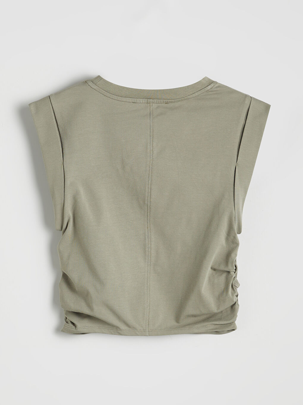 Yeşil Bisiklet Yaka Büzgülü Crop-5