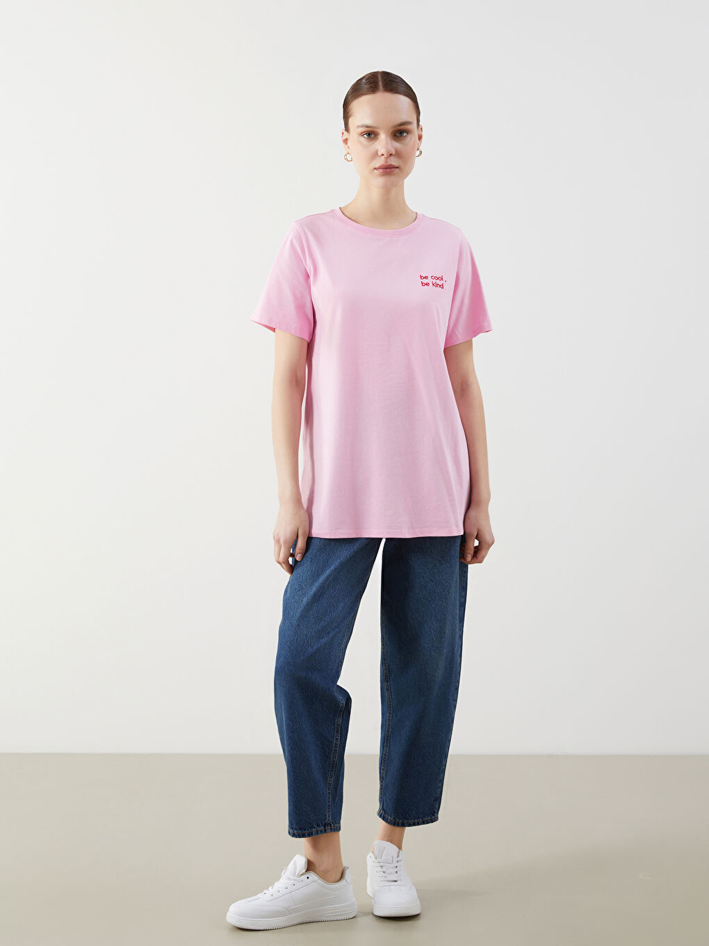 LCW Comfort Crew Neck Embroidered Women's T-Shirt -S5GR75Z8-QY8