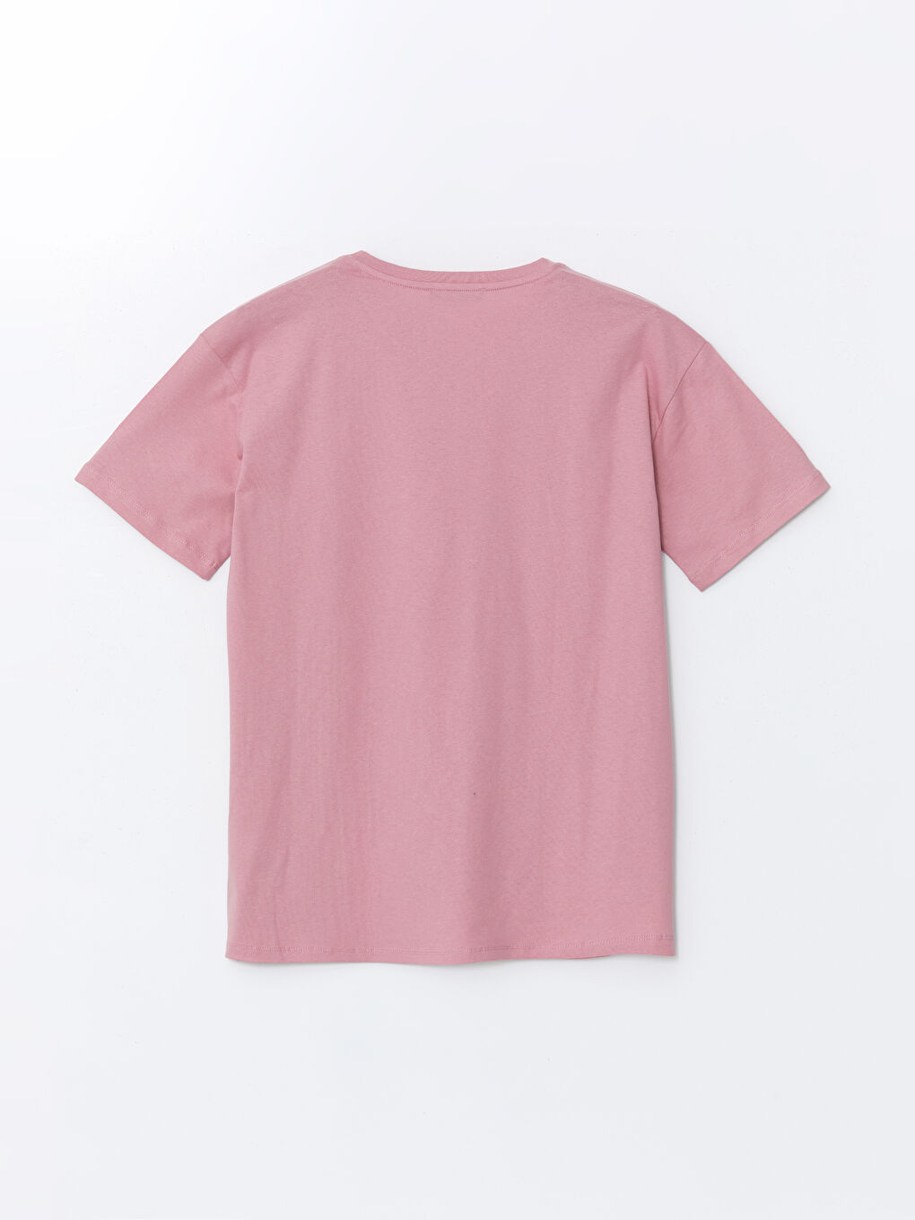 Pembe Bisiklet Yaka Baskılı Kadın Tişört-5