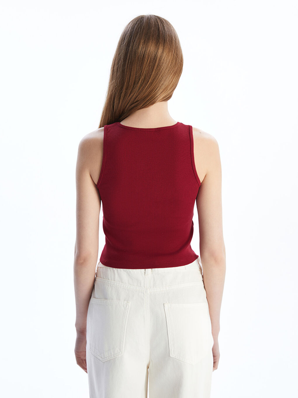 Bordo Bisiklet Yaka Kadın Crop-3