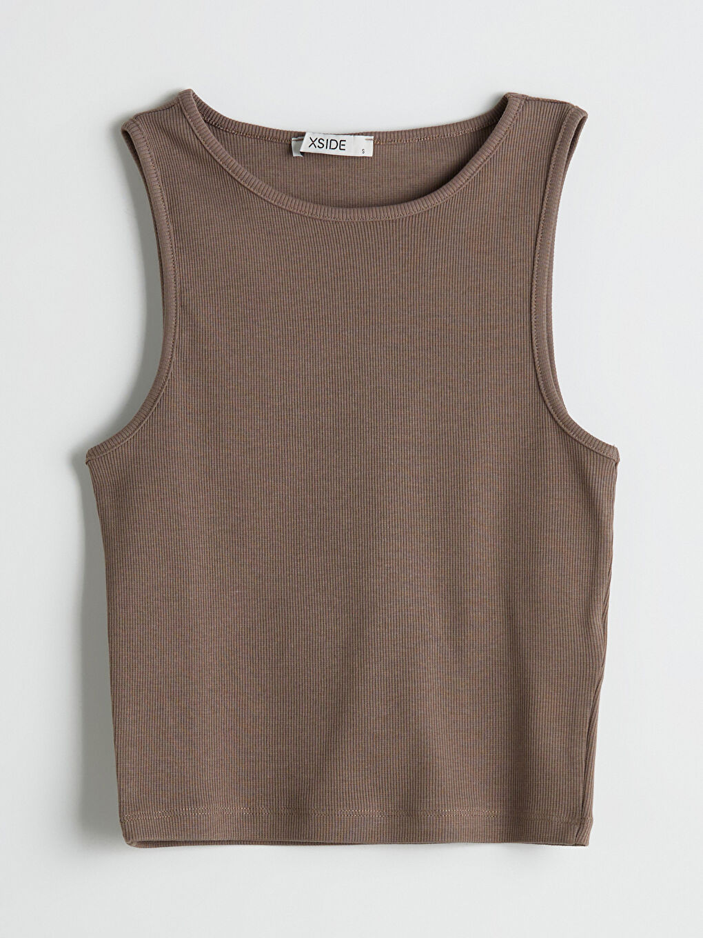 Kahverengi Bisiklet Yaka Kadın Crop-4