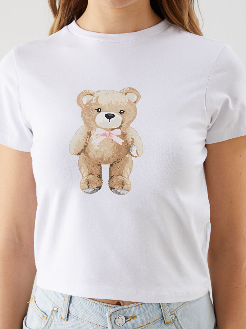XSIDE Crew Neck Bear Printed Women's T-Shirt -S5GR97Z8-Q6K