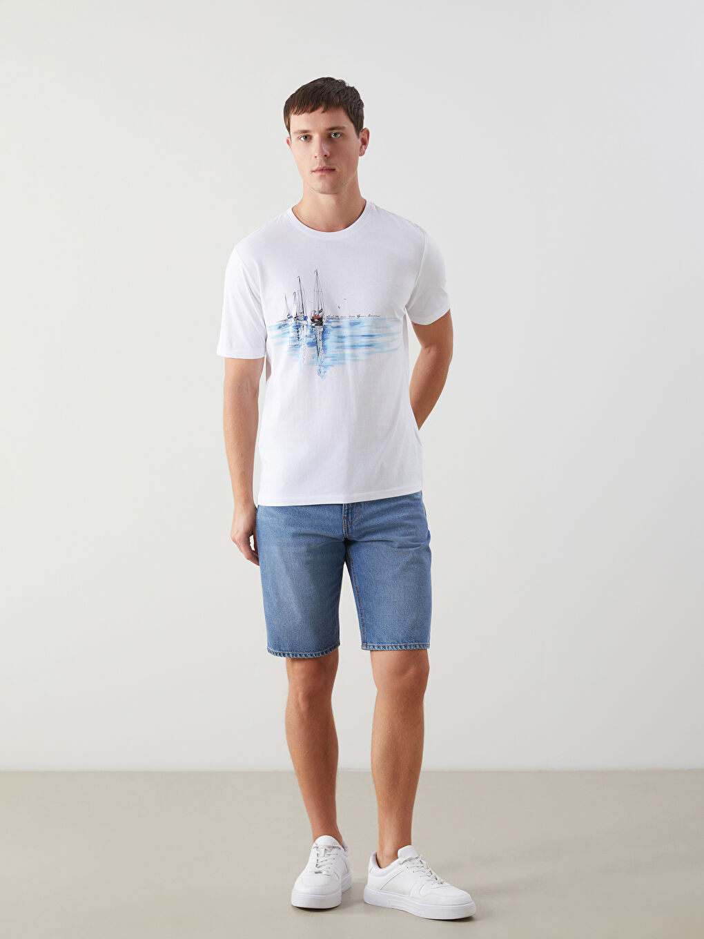 Crew Neck Printed Jersey Men's T-Shirt -S5GS04Z8-Q6K