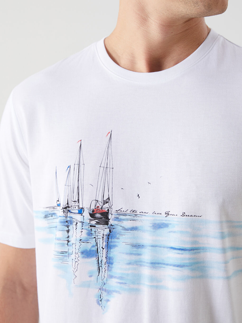 Crew Neck Printed Jersey Men's T-Shirt -S5GS04Z8-Q6K