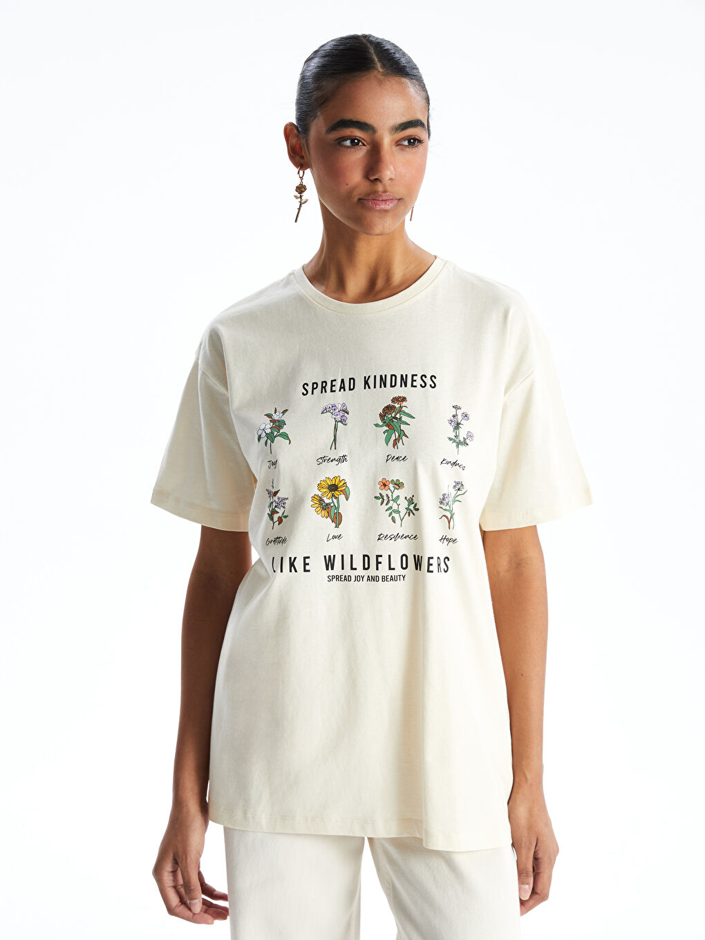 XSIDE Crew Neck Printed Women's T-Shirt -S5GS05Z8-YSB