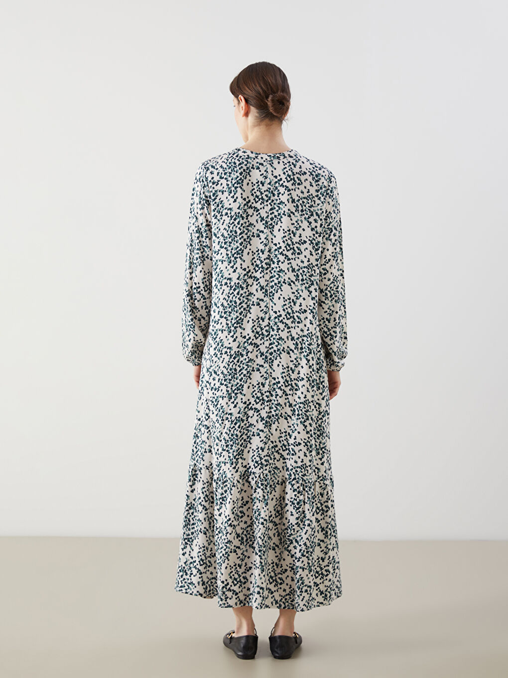 Crew Neck Patterned Women's Dress -S5GS11Z8-LQB