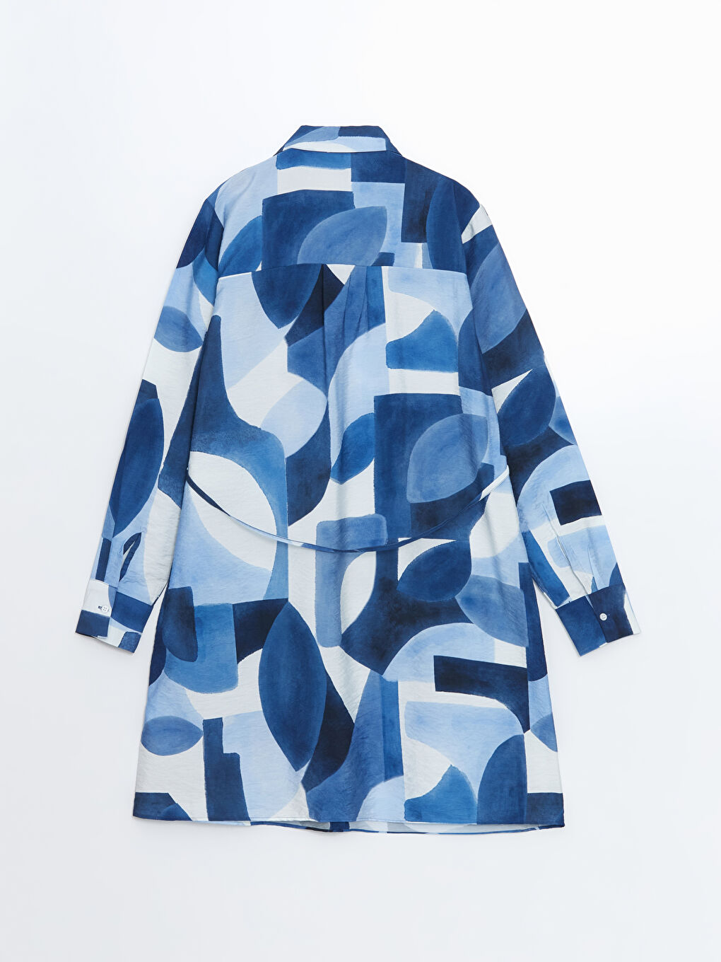 Mavi Desenli Kadın Gömlek Tunik-5