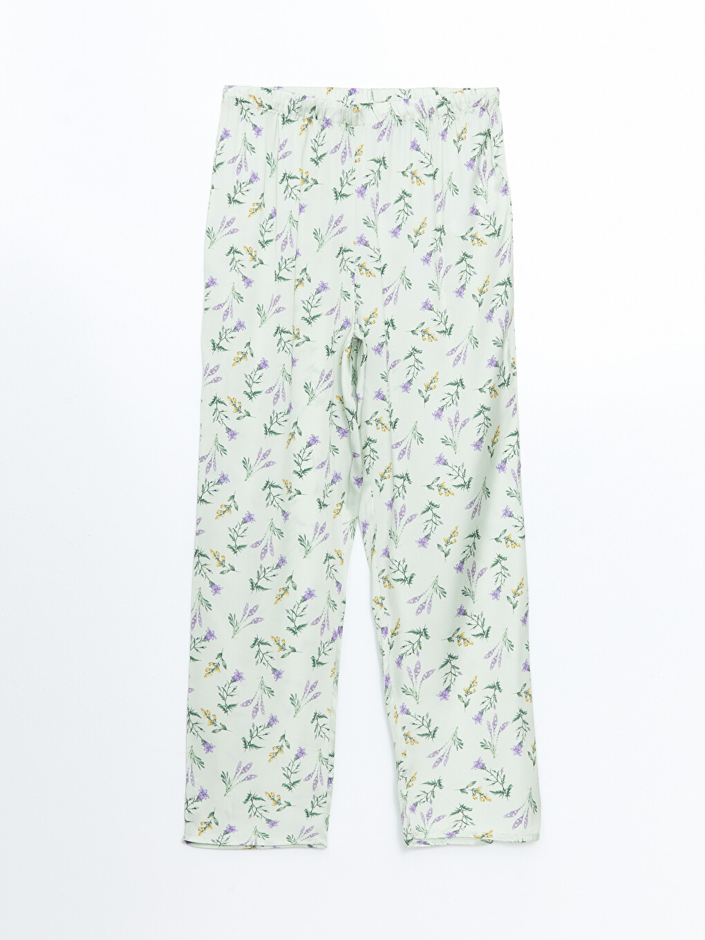 Yeşil Beli Lastikli Çiçekli Kadın Pijama Altı