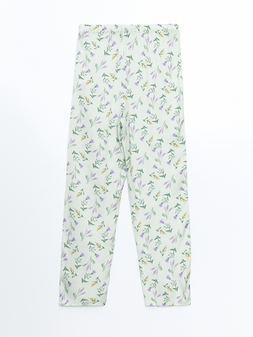 Yeşil Beli Lastikli Çiçekli Kadın Pijama Altı-1