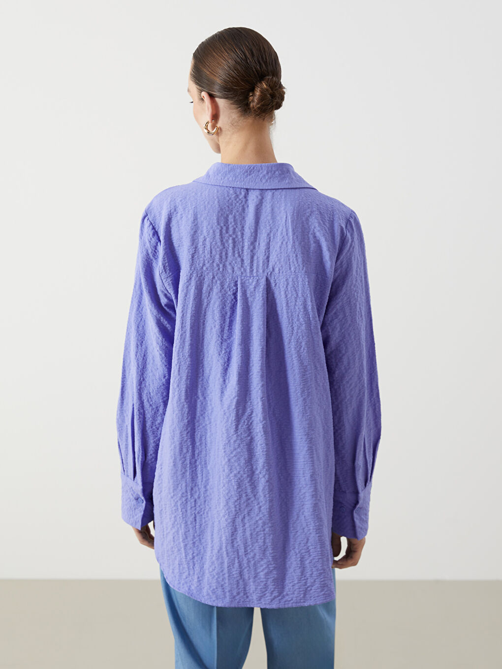 Loose Fit Seersucker Women's Shirt -S5GS56Z8-YDH