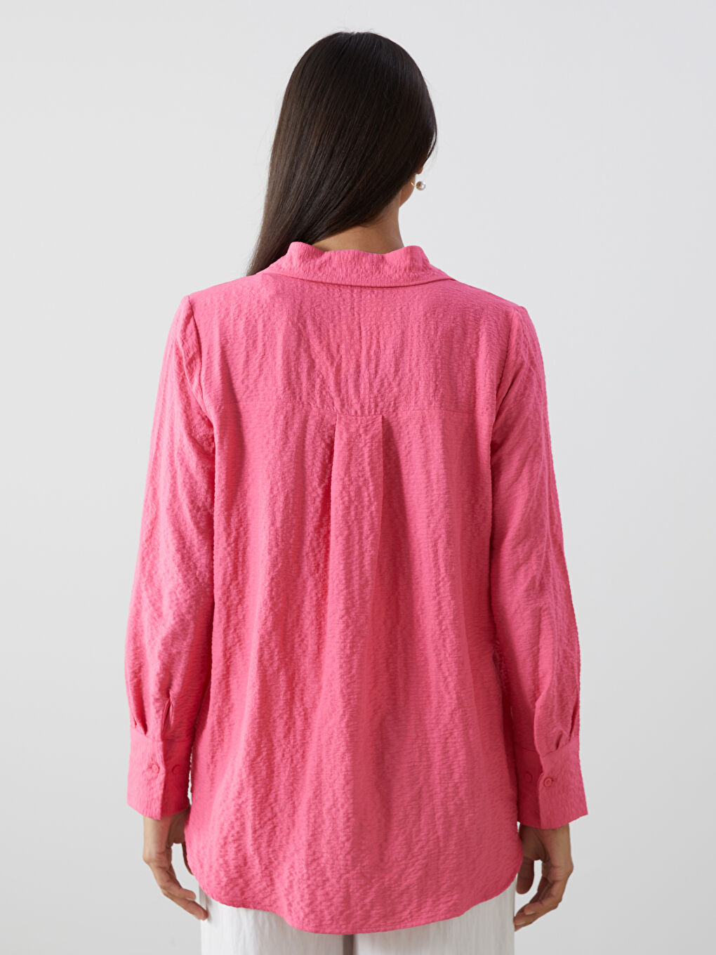 Loose Fit Seersucker Women's Shirt -S5GS56Z8-YVU