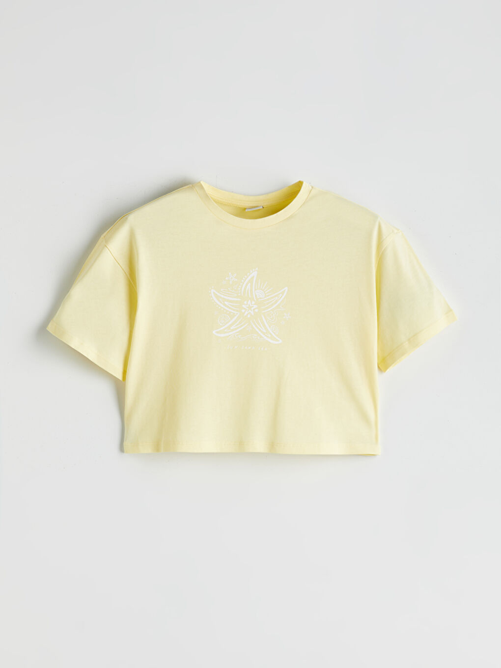 LC Waikiki Crew Neck Printed Girls' Crop T-Shirt -S5GS83Z4-TDB