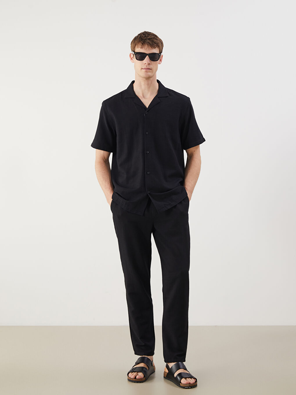 Regular Fit Linen-Look Men's Trousers -S5GS88Z8-CVL