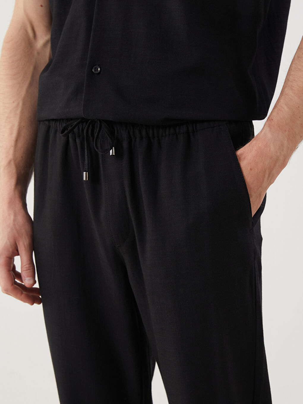 Regular Fit Linen-Look Men's Trousers -S5GS88Z8-CVL
