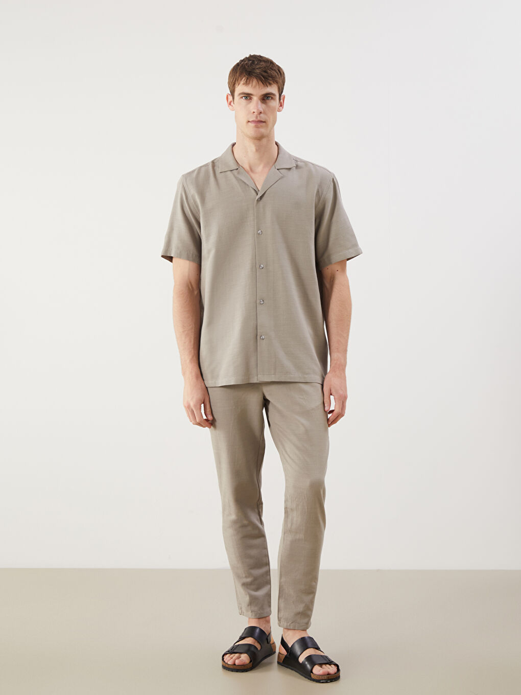 Regular Fit Linen-Look Men's Trousers -S5GS88Z8-Z4F