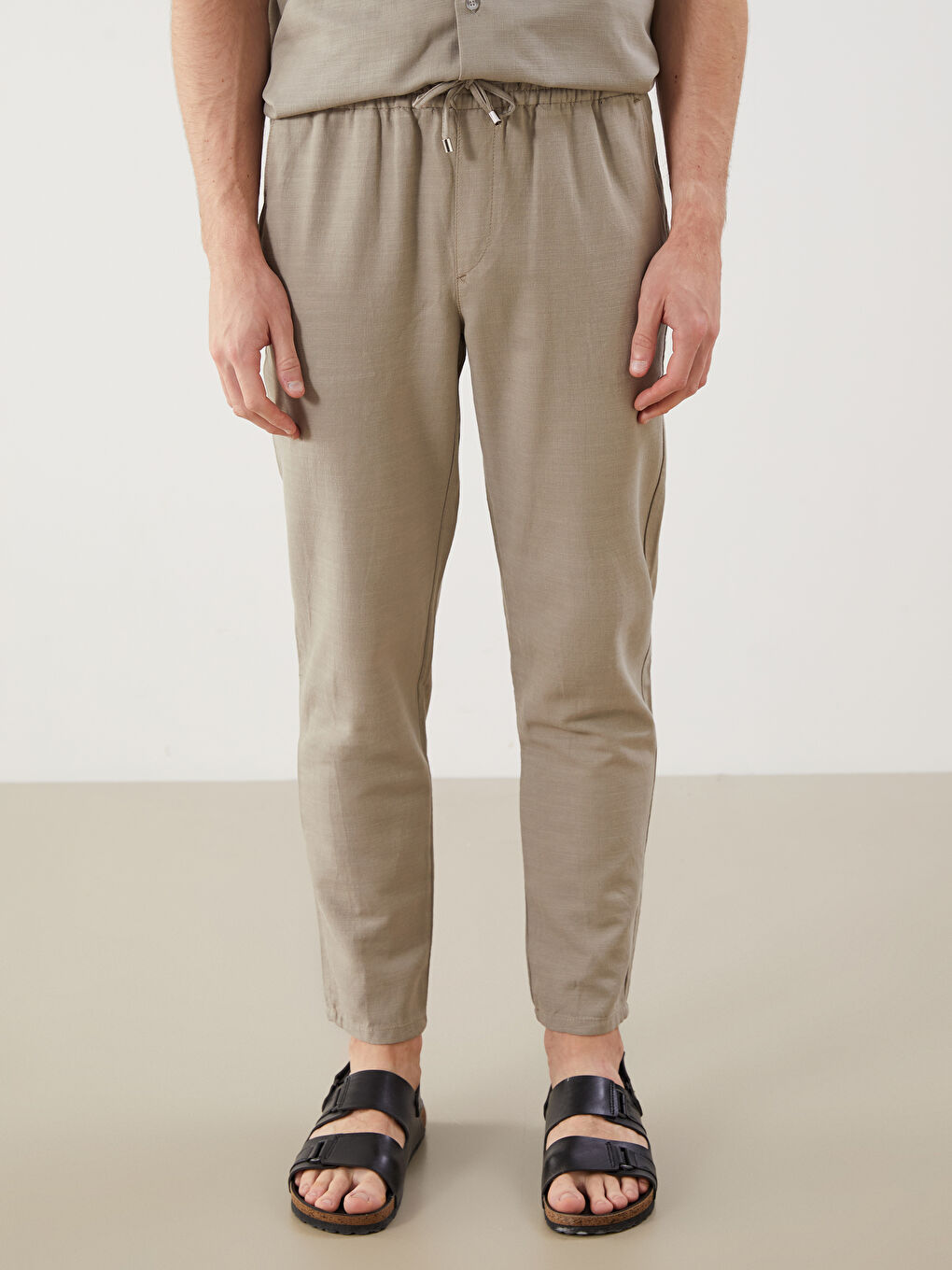 Regular Fit Linen-Look Men's Trousers -S5GS88Z8-Z4F