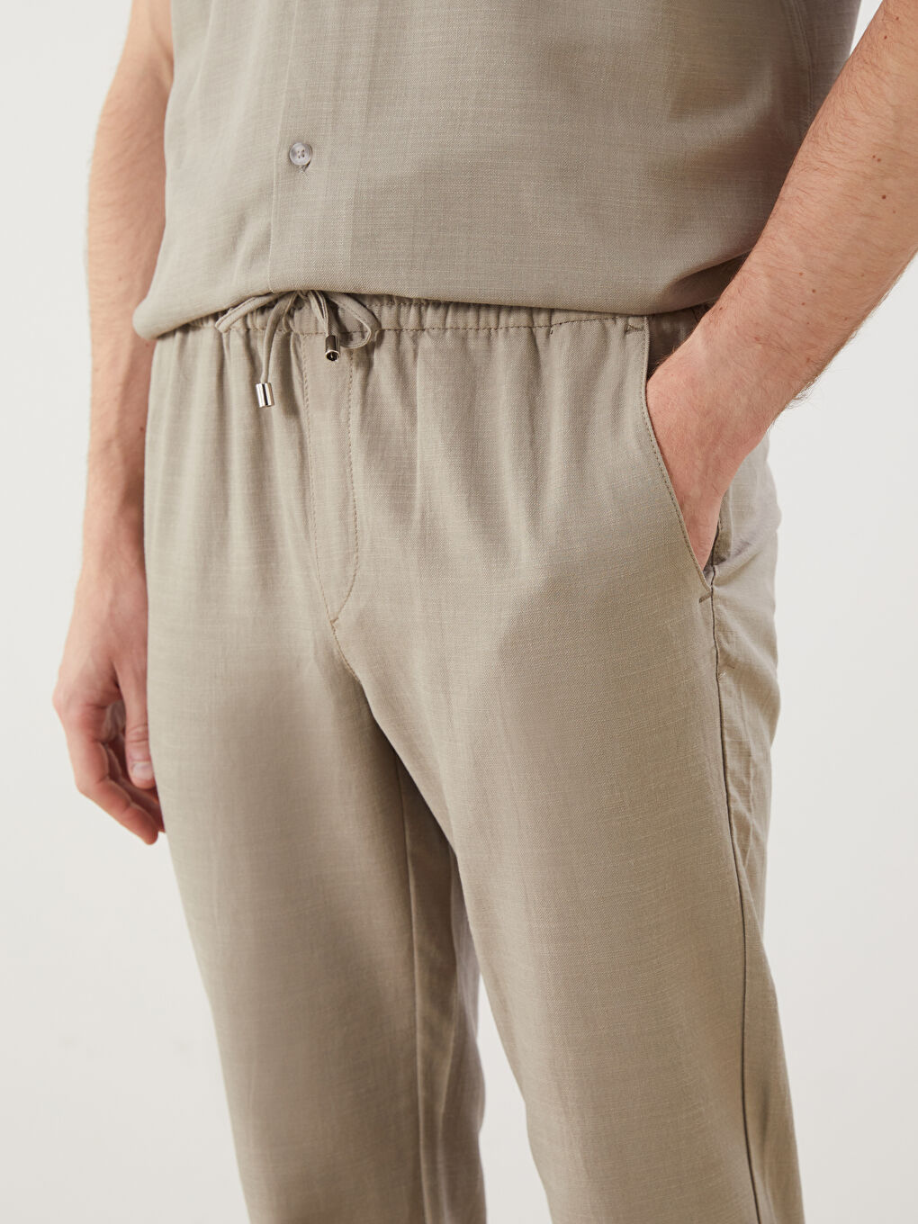Regular Fit Linen-Look Men's Trousers -S5GS88Z8-Z4F