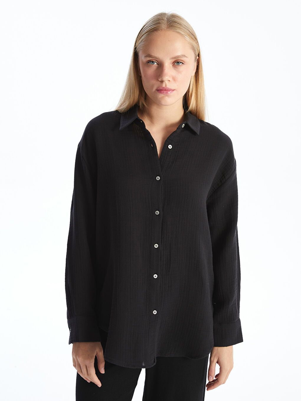 XSIDE Siyah Oversize Kadın Gömlek
