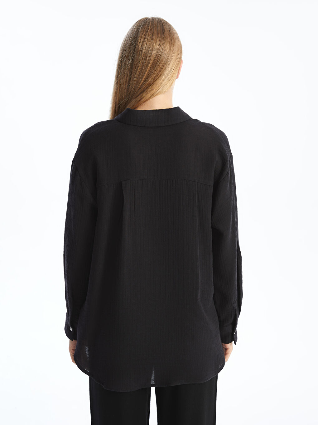 XSIDE Siyah Oversize Kadın Gömlek - 3