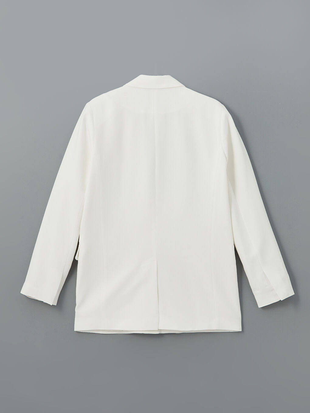 Beyaz Keten Karışımlı Kadın Blazer Ceket-5