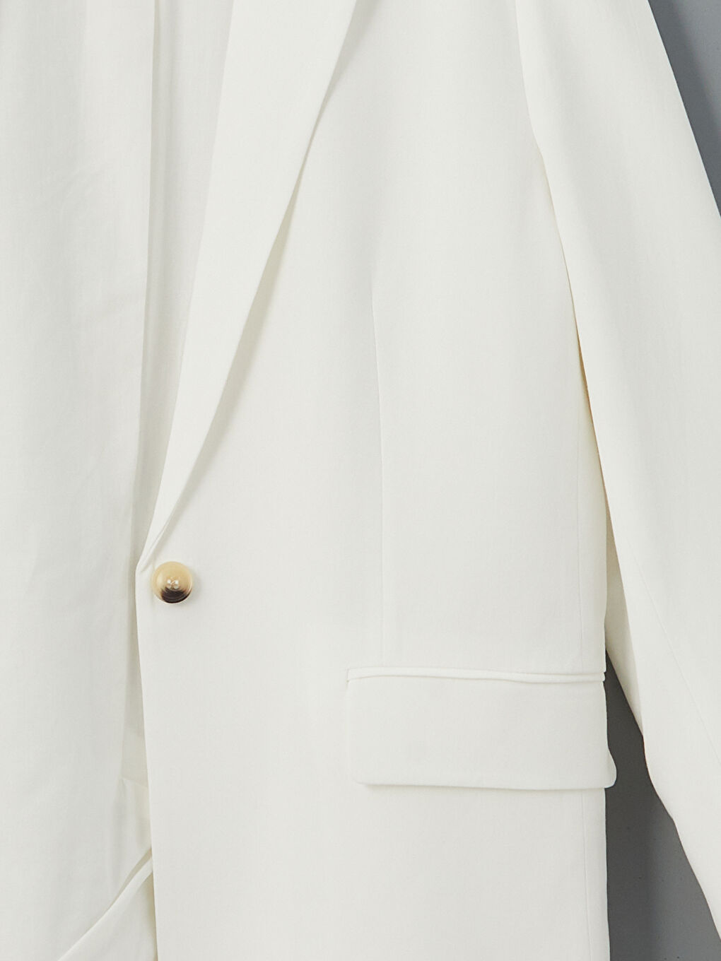 Beyaz Keten Karışımlı Kadın Blazer Ceket-6