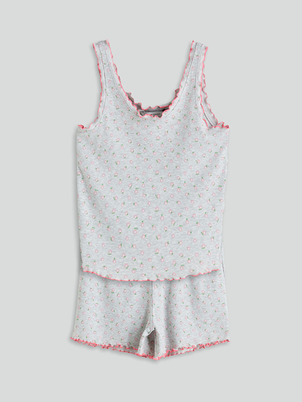 U Neck Floral Women's Shortie Pyjama Set -S5GT01Z8-998