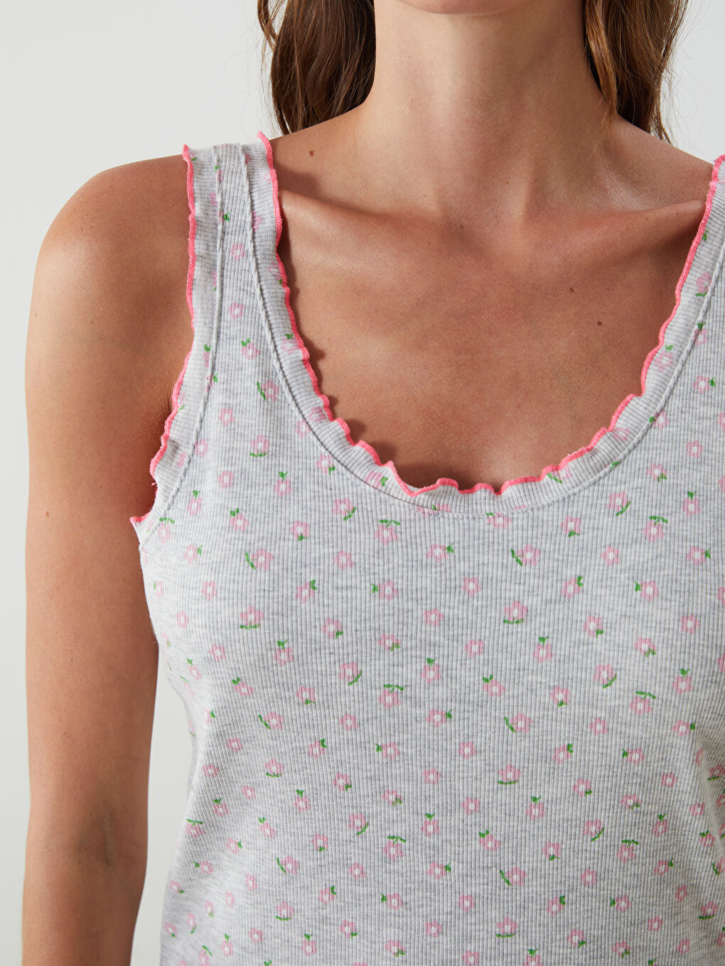 U Neck Floral Women's Shortie Pyjama Set -S5GT01Z8-998