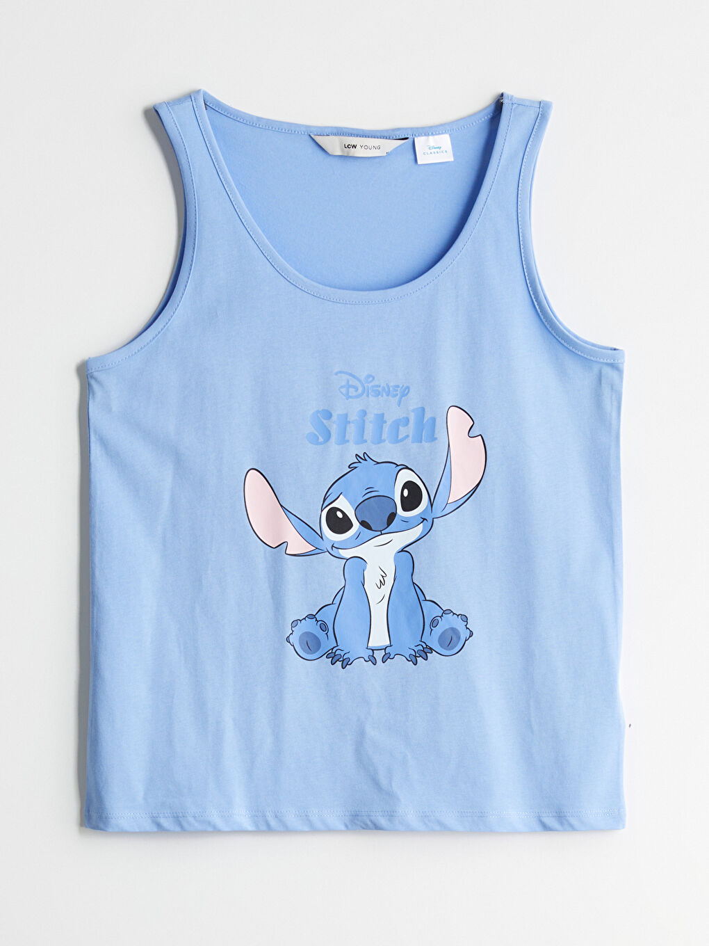 Mavi Bisiklet Yaka Stitch Baskılı Kadın Pijama Üstü