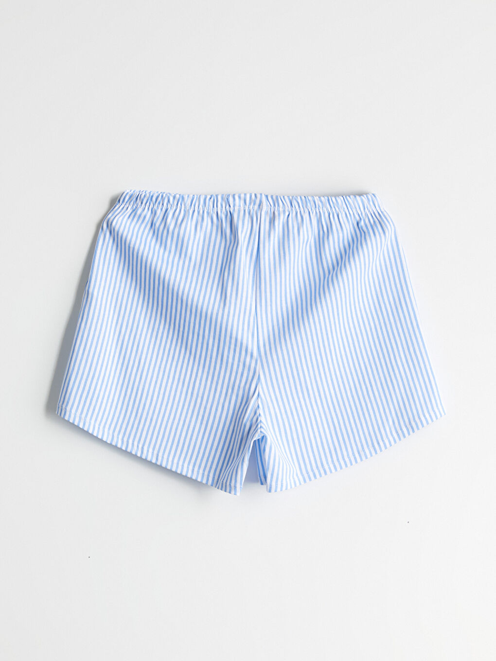 Beyaz Beli Lastikli Çizgili Kadın Şort Pijama Altı-1