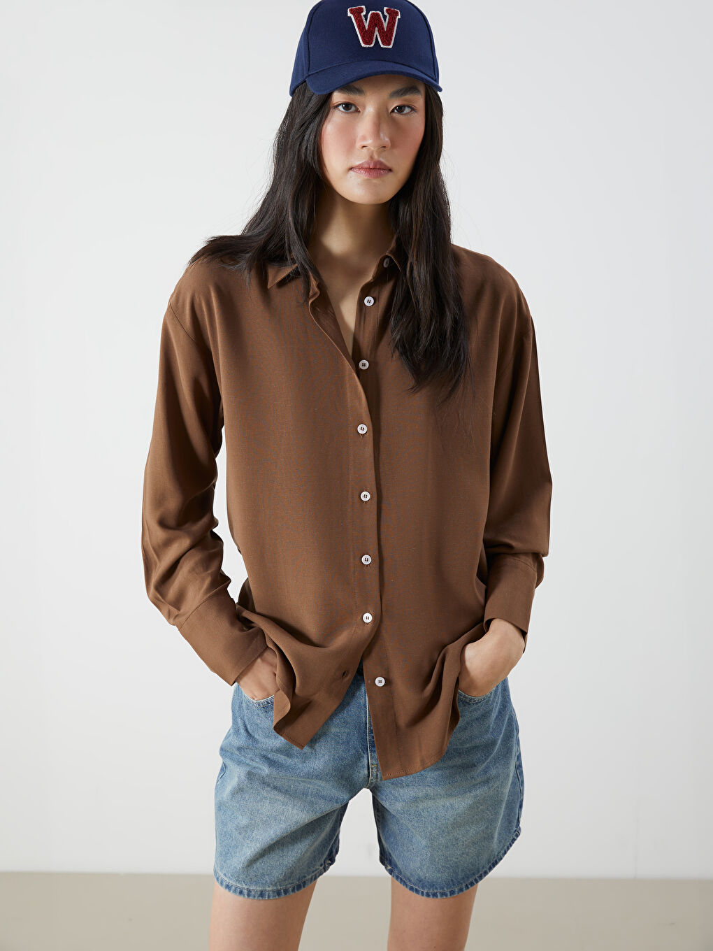 Linen Blend Women's Shirt -S5GT39Z8-CT9