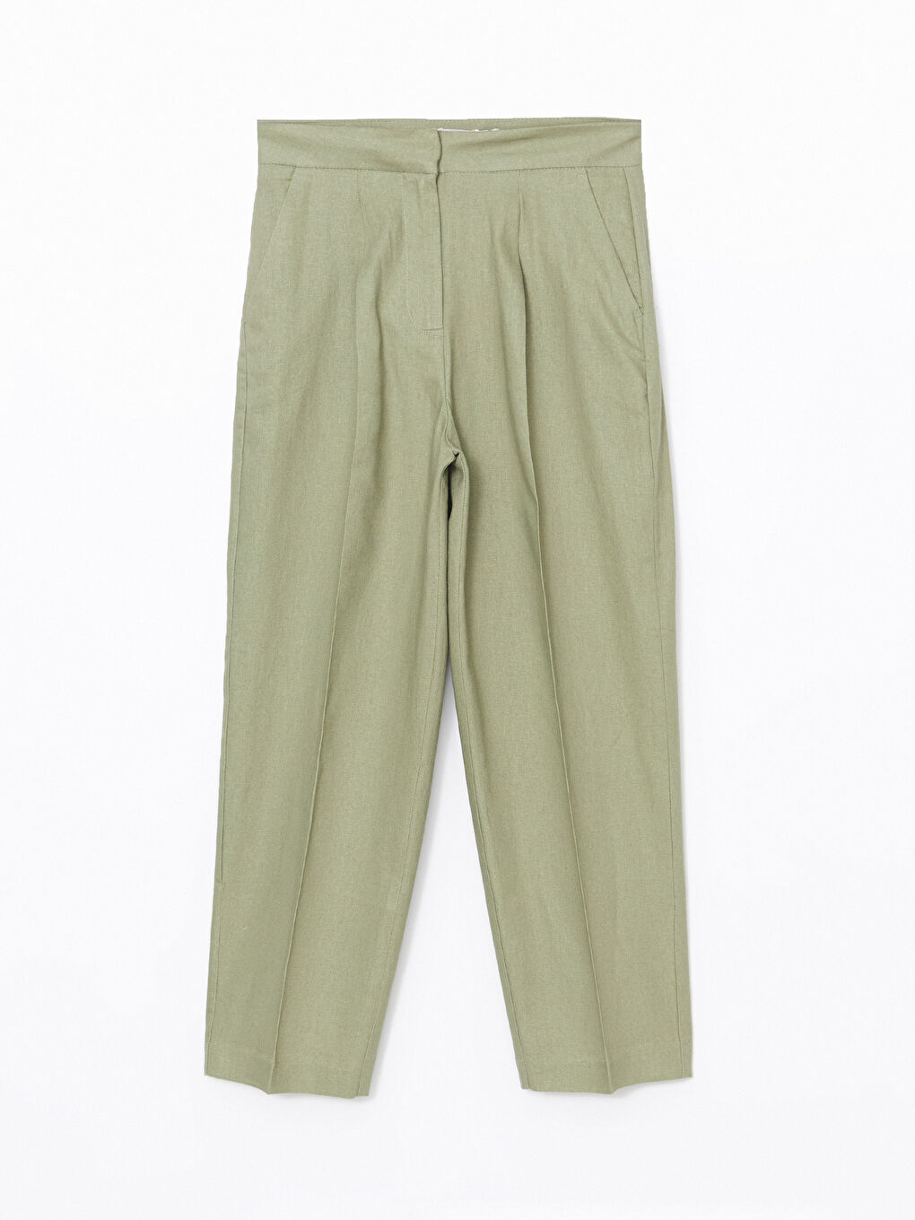 Tapered Fit Linen-Blend Women's Trousers -S5GT44Z8-YUA