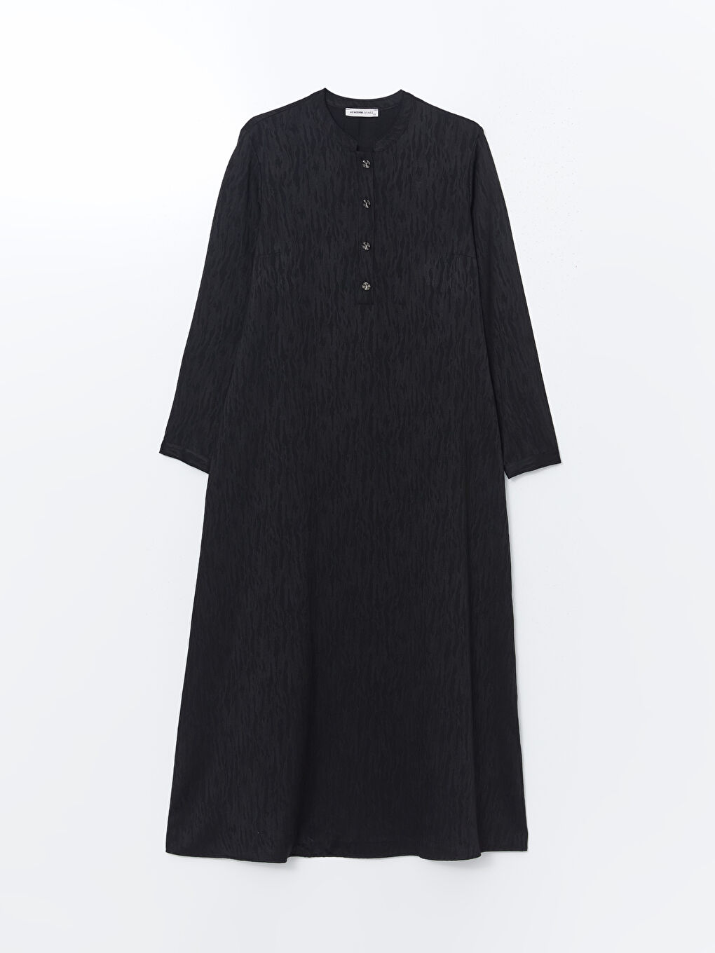 Grandad Collar Patterned Women's Dress-4