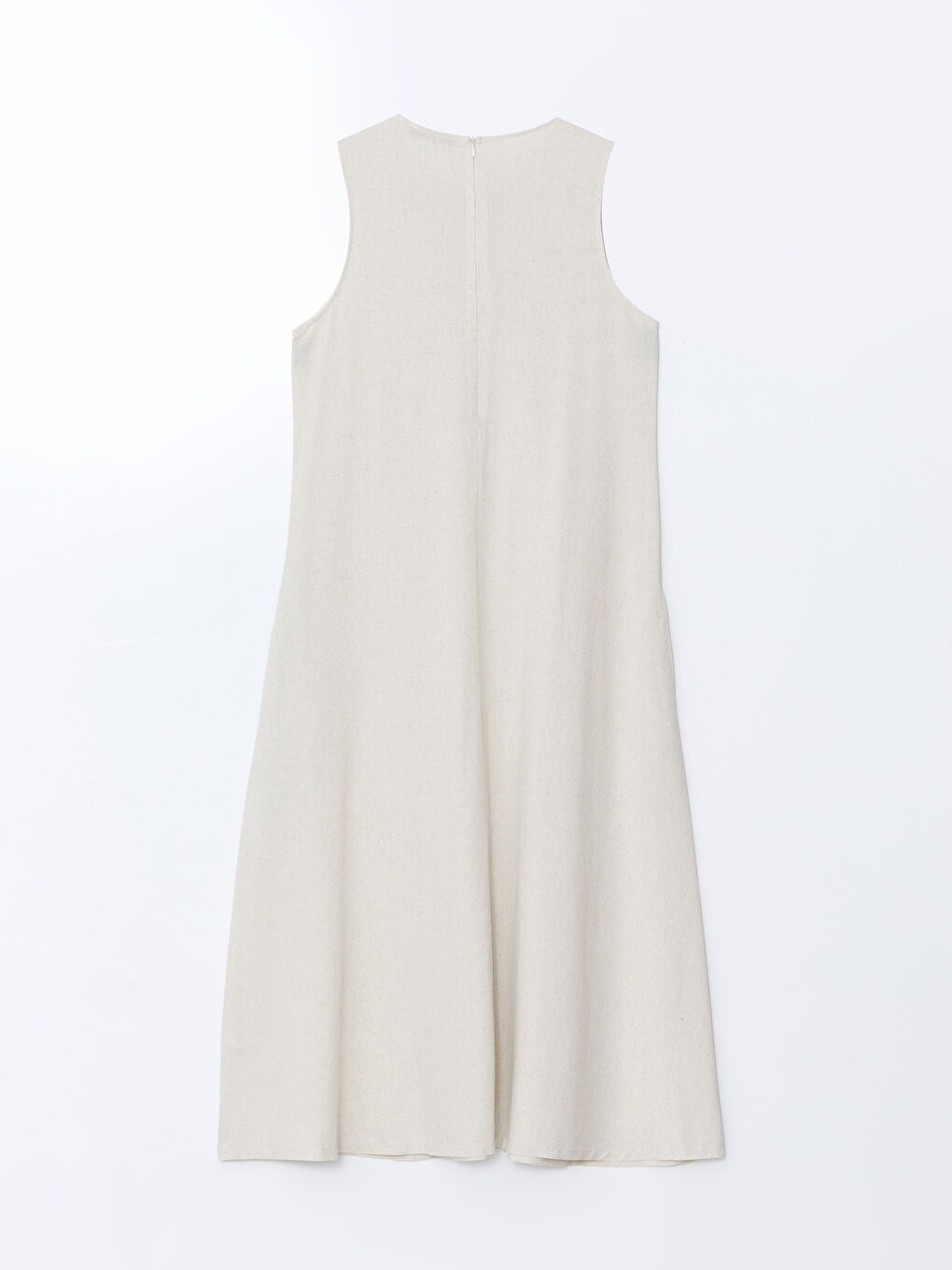 Crew Neck Plain Linen Blend Women's Dress -S5GT55Z8-VHM