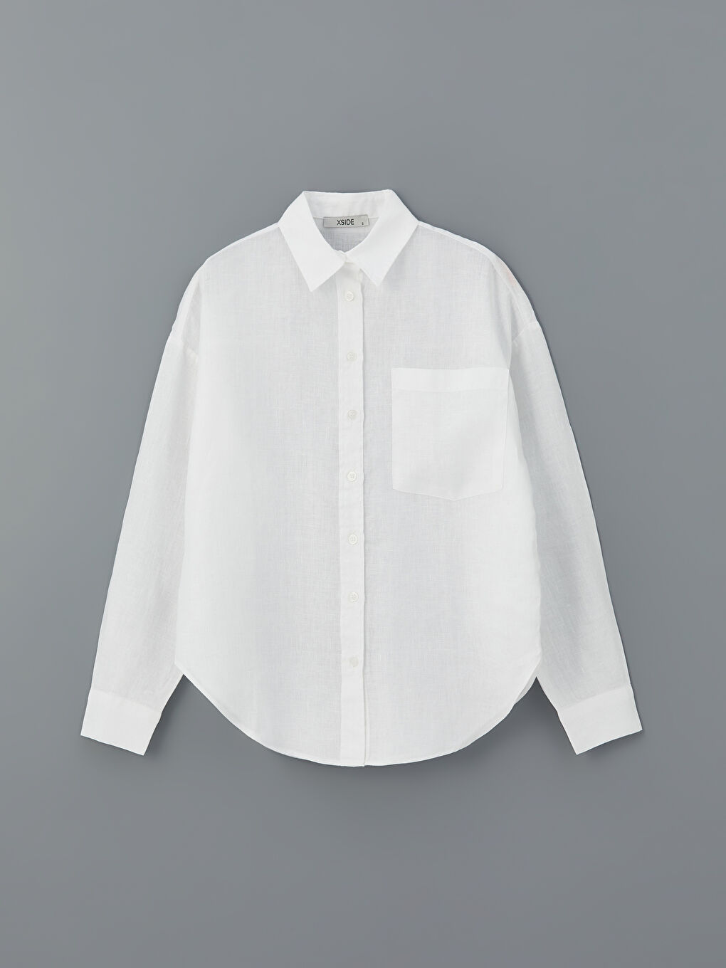 Beyaz Oversize %100 Keten Kadın Gömlek-2