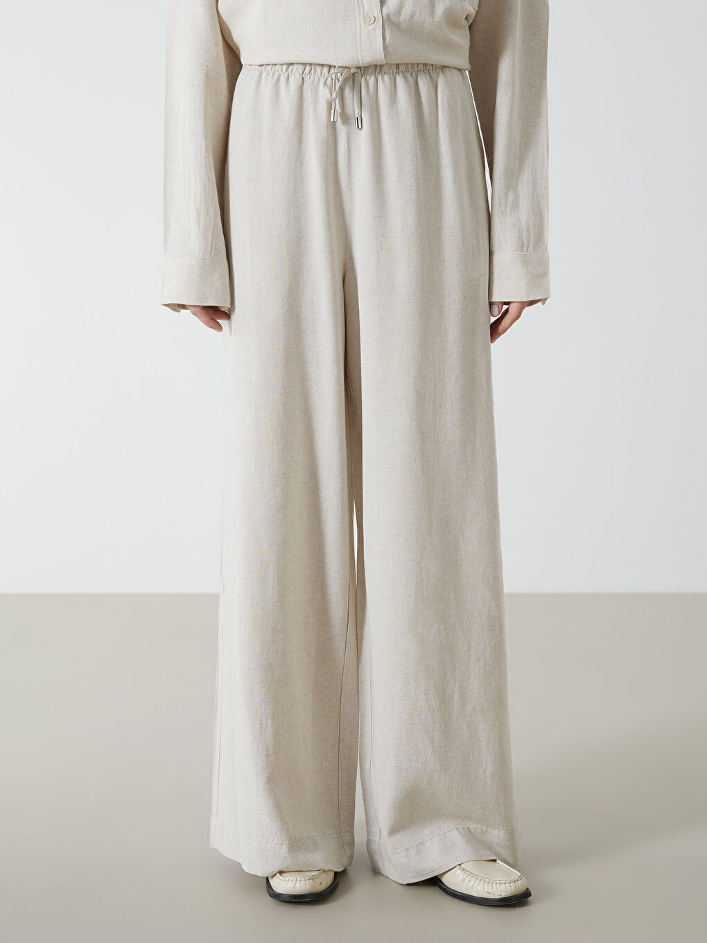 Women's Elastic Waist Linen Blend Trousers -S5GT58Z8-VHM
