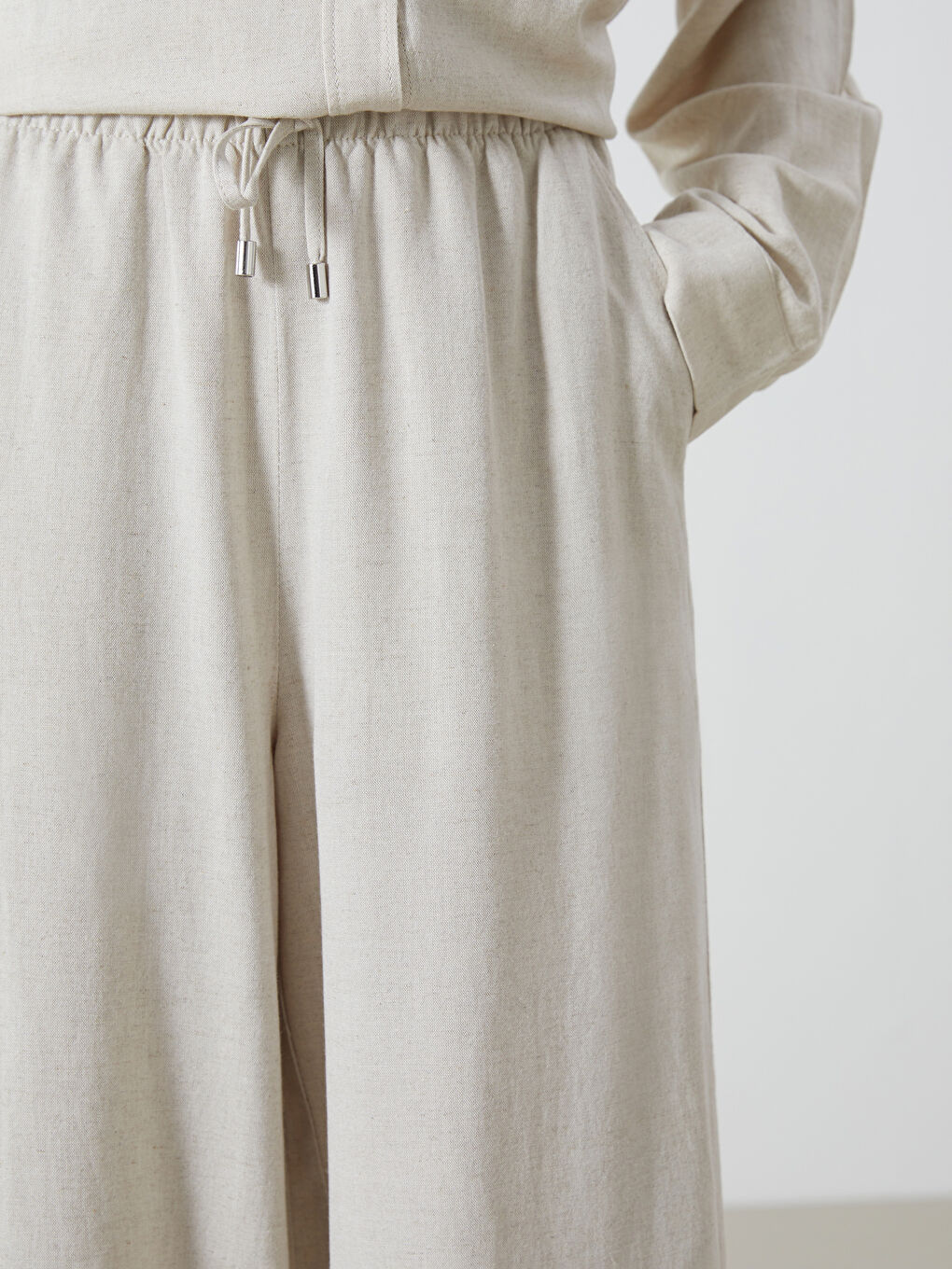 Women's Elastic Waist Linen Blend Trousers -S5GT58Z8-VHM