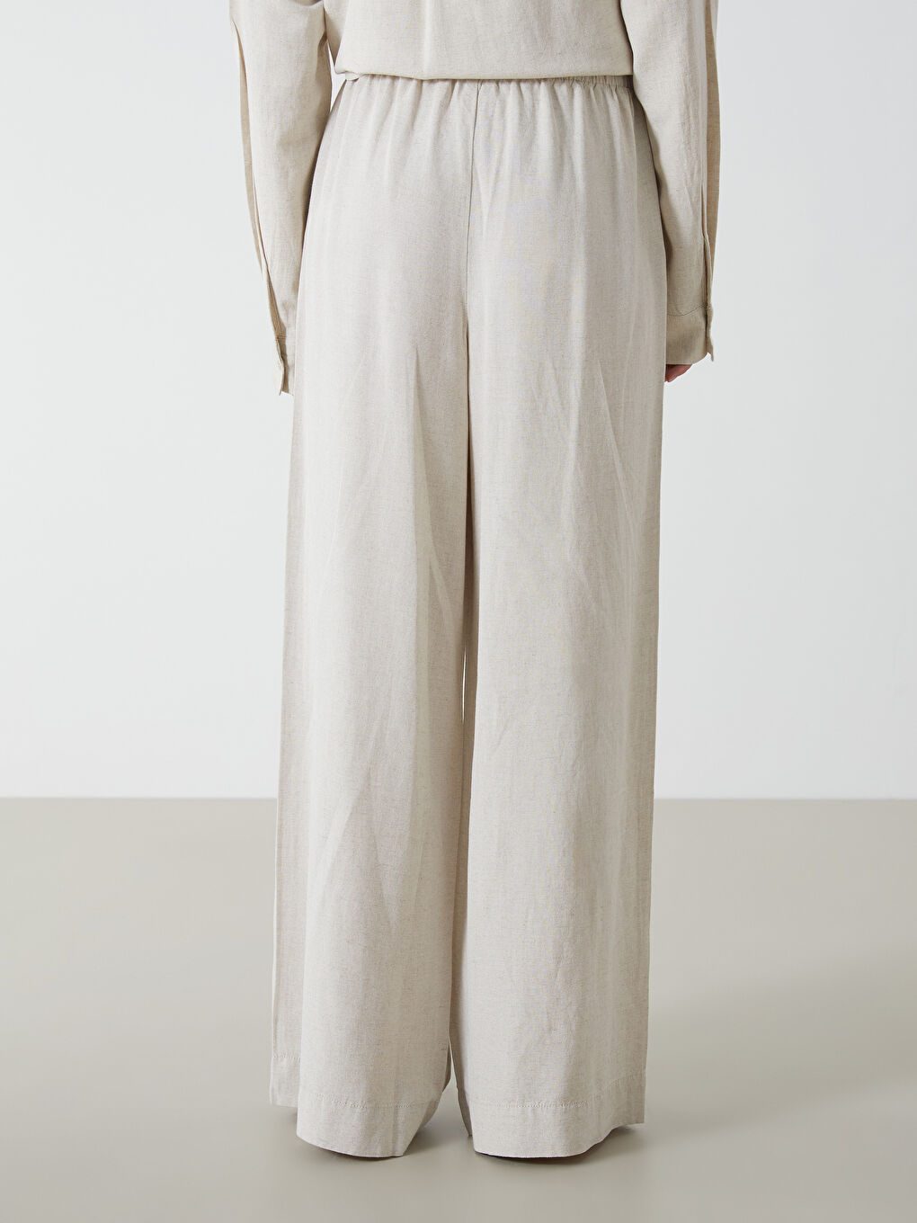 Women's Elastic Waist Linen Blend Trousers -S5GT58Z8-VHM