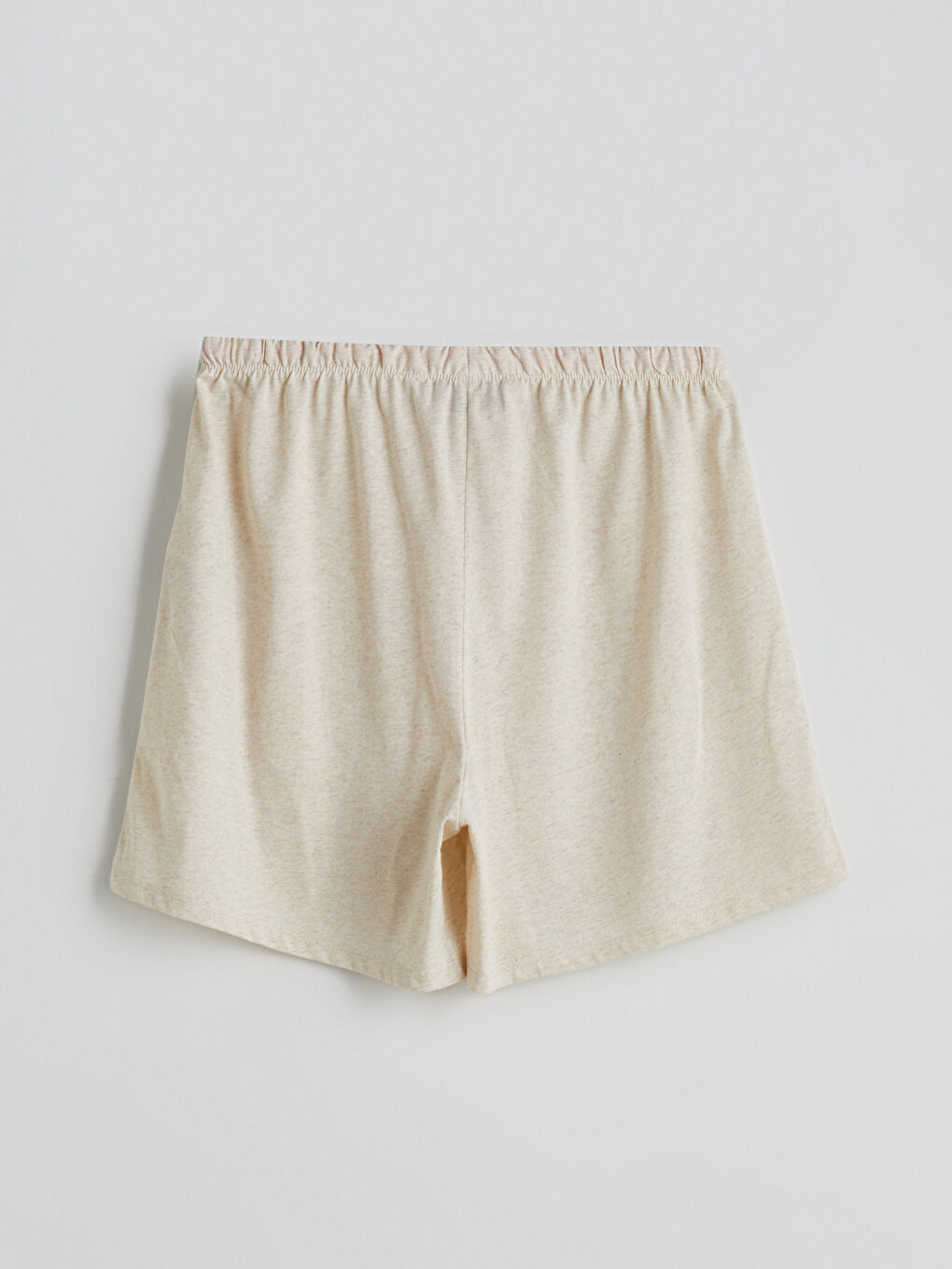 Bej Beli Lastikli Ayı Teddy Baskılı Kadın Şort Pijama Altı-1