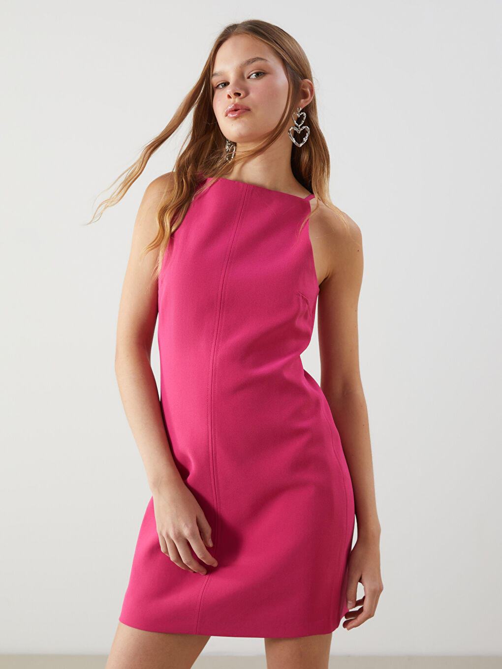 XSIDE Fuşya Halter Yaka Kadın Bodycon Elbise - 1