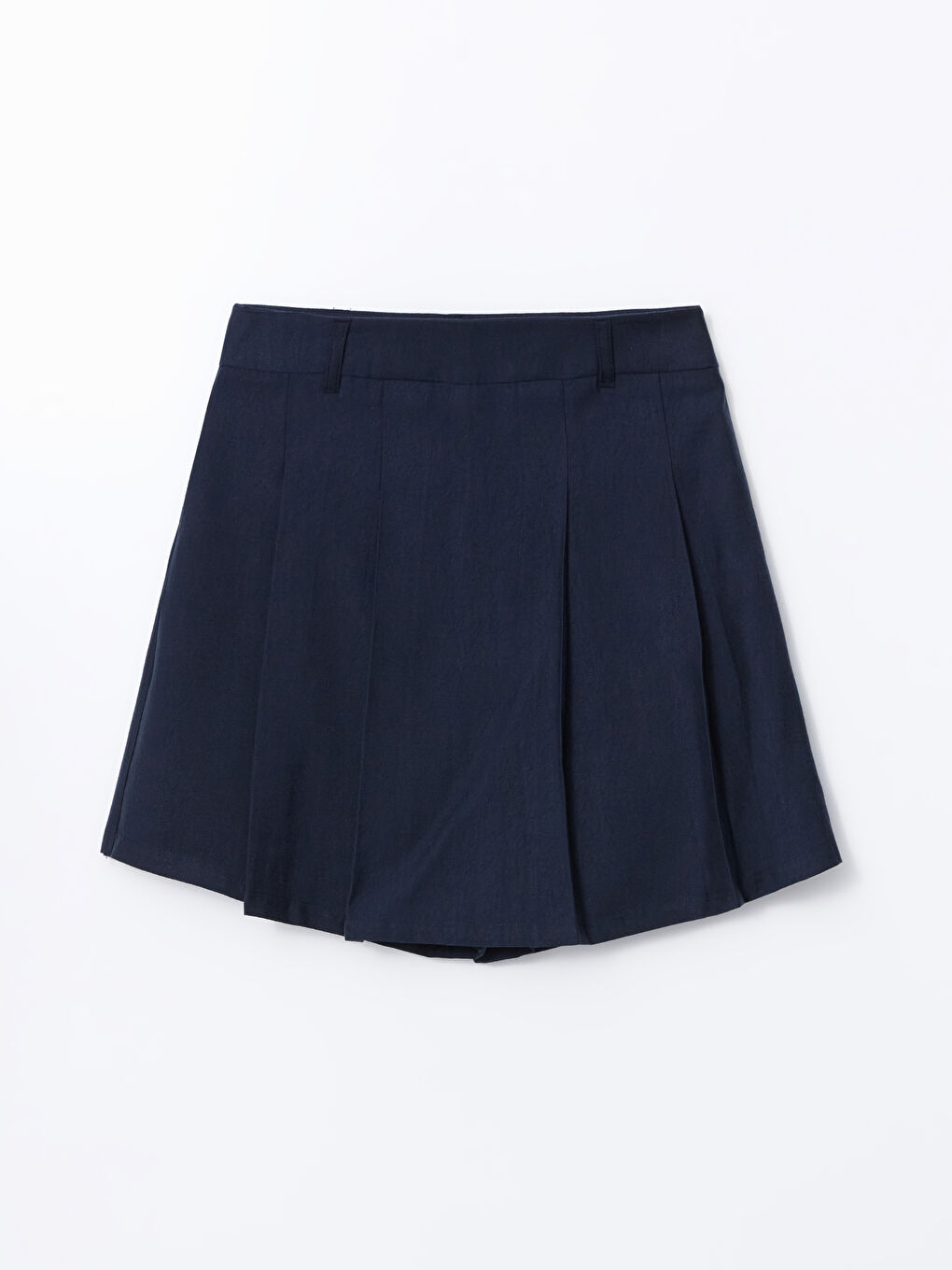 Lacivert Beli Fermuarlı Kadın Şort Etek-4