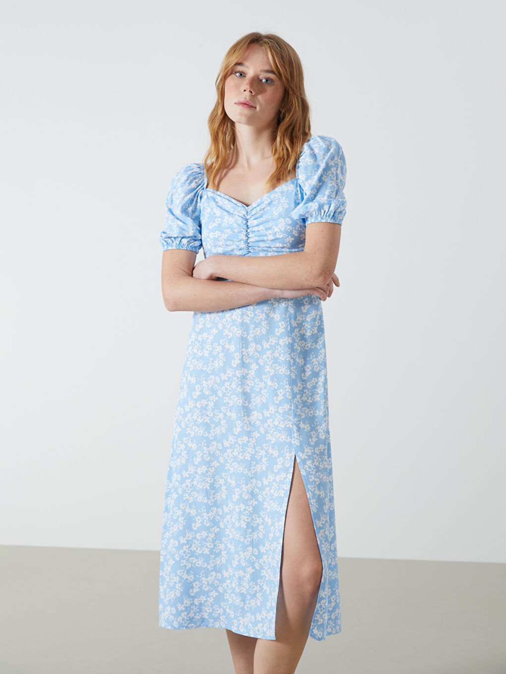 Sweetheart Collar Floral Women's Dress -S5GT87Z8-Y1V