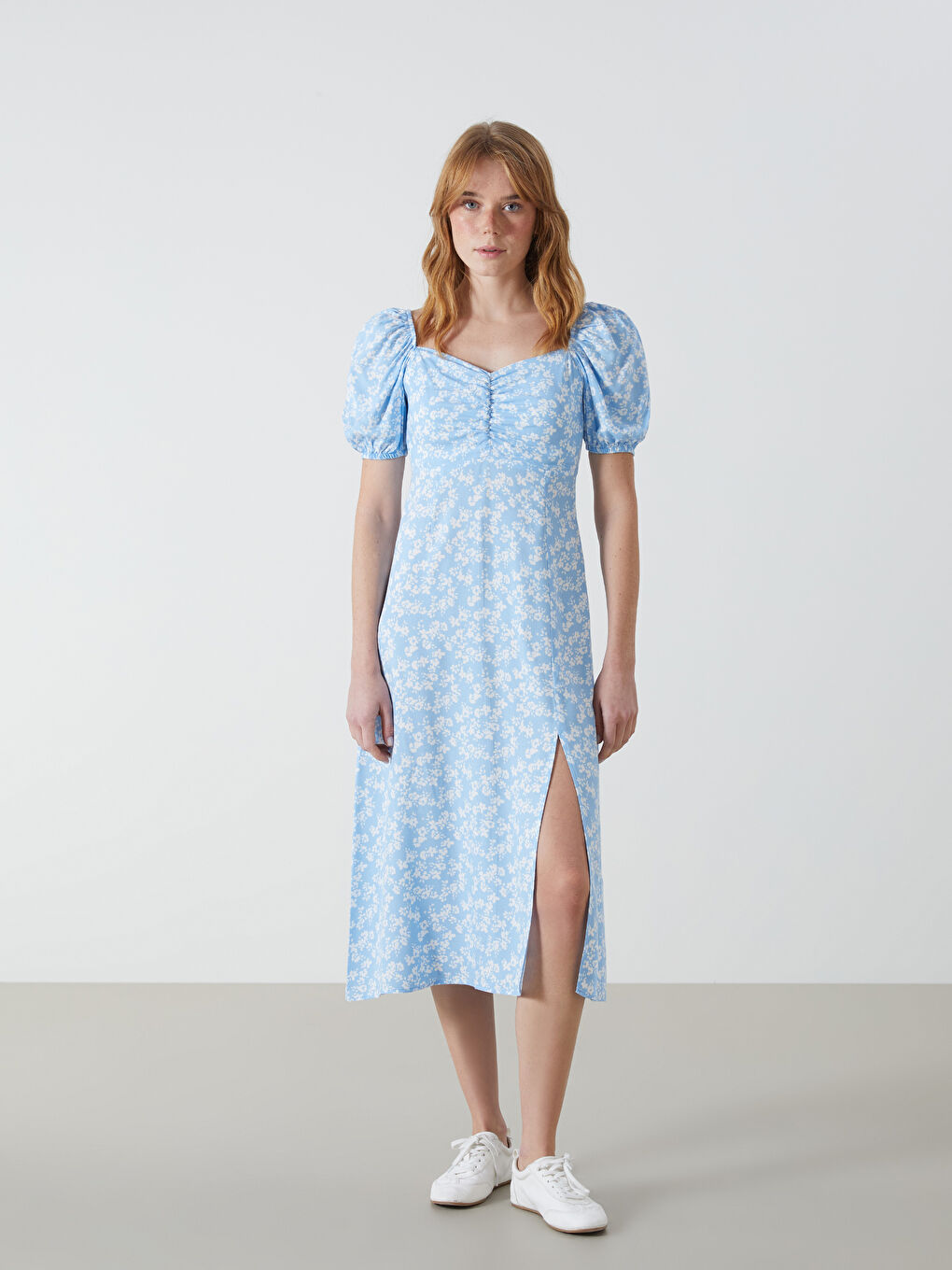 Sweetheart Collar Floral Women's Dress -S5GT87Z8-Y1V