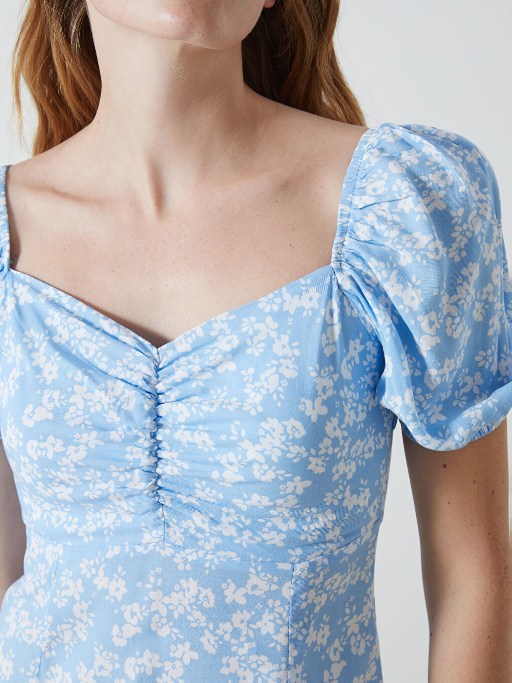 Sweetheart Collar Floral Women's Dress -S5GT87Z8-Y1V