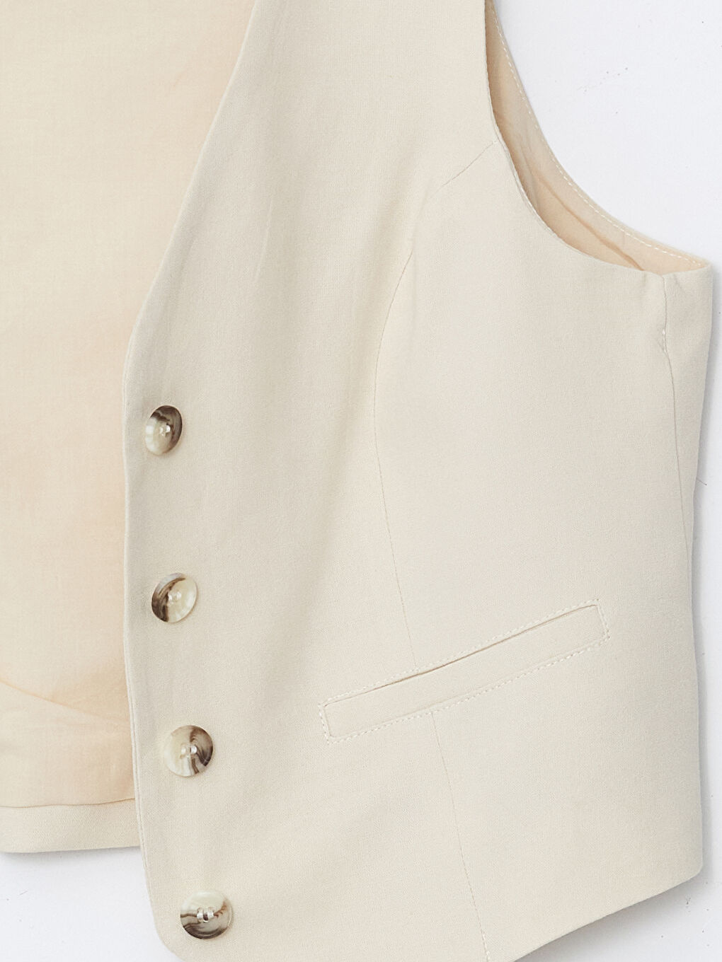 XSIDE V-Neck Linen Blend Women's Classic Waistcoat -S5GU00Z8-DEE