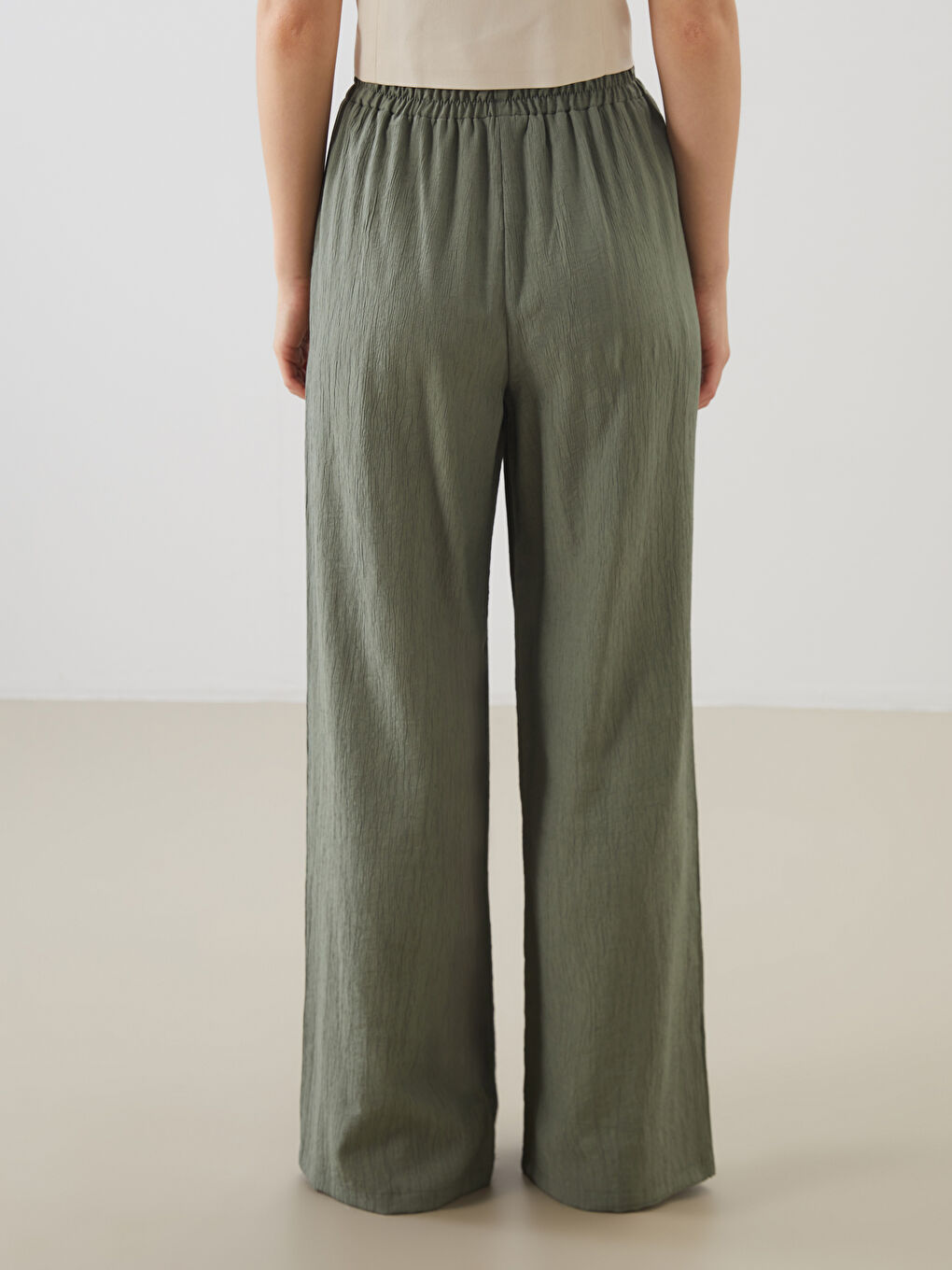Elastic Waist Wide Leg Women's Trousers -S5GU01Z8-CTY