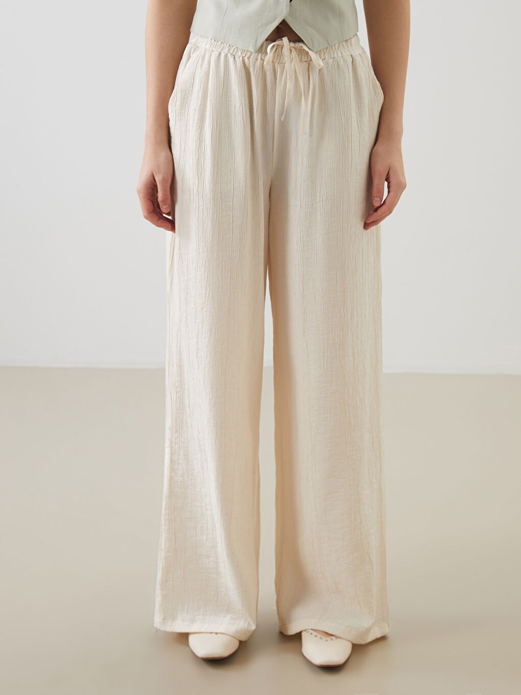 Elastic Waist Wide Leg Women's Trousers -S5GU01Z8-YSB