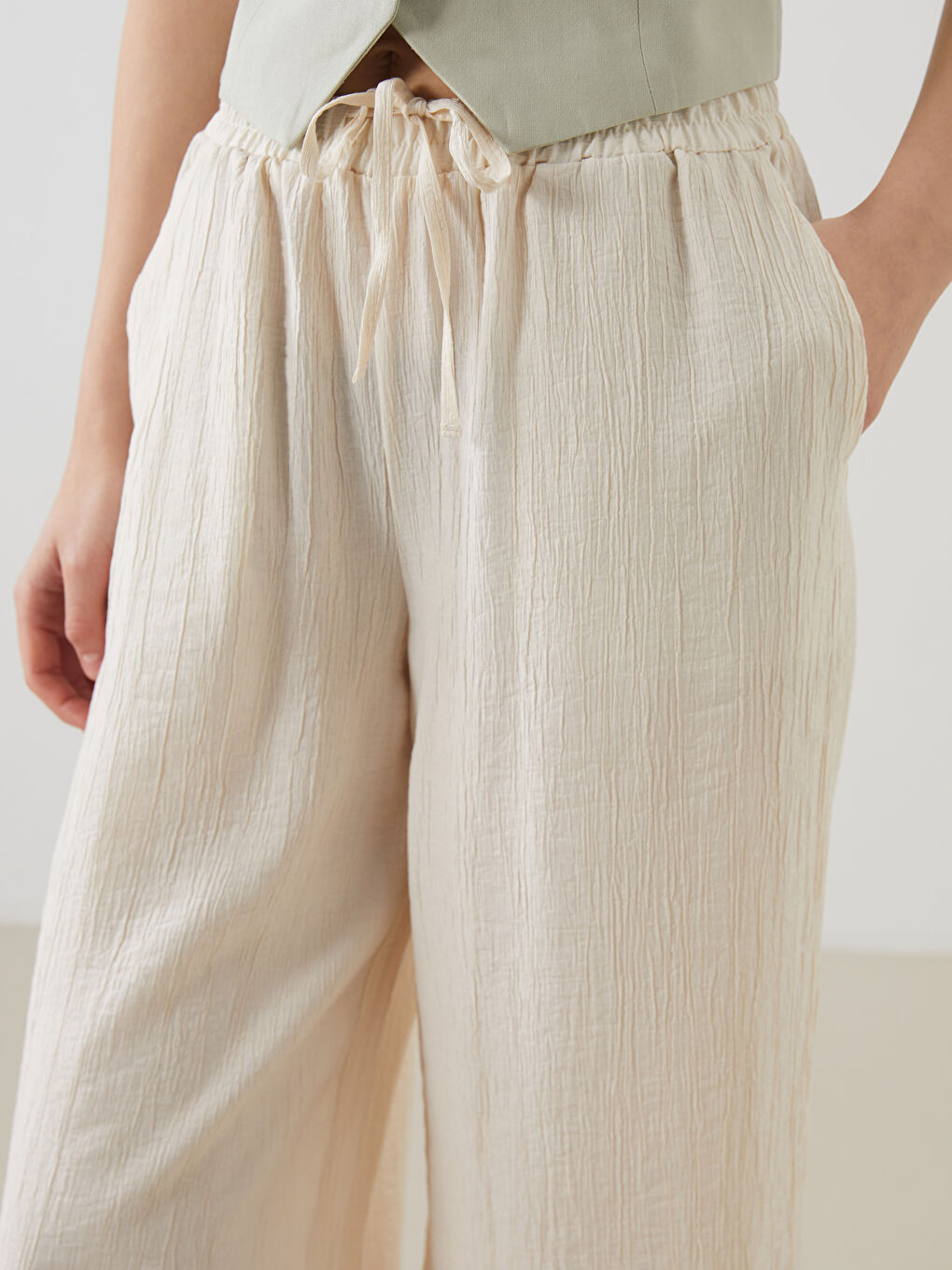 Elastic Waist Wide Leg Women's Trousers -S5GU01Z8-YSB