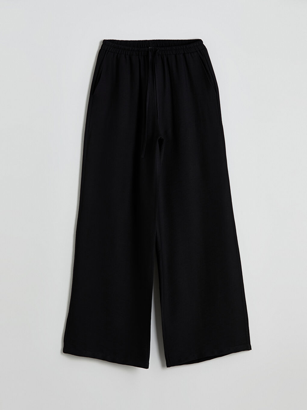 بنطلون واسع الساق بخصر مرن للسيدات-4