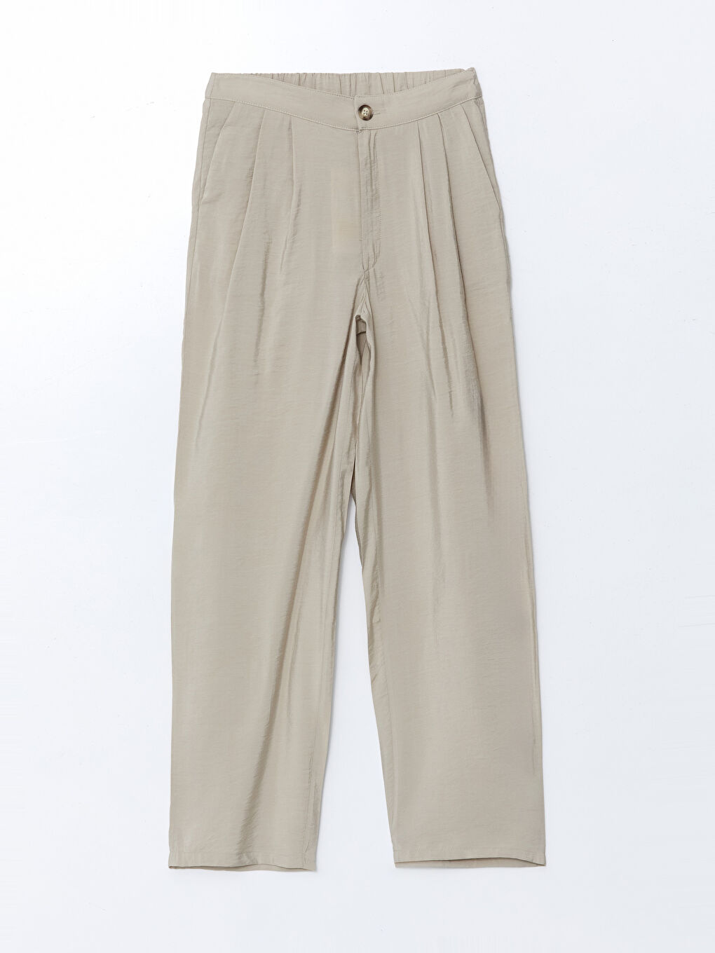 Bej Beli Lastikli Kadın Pantolon-4